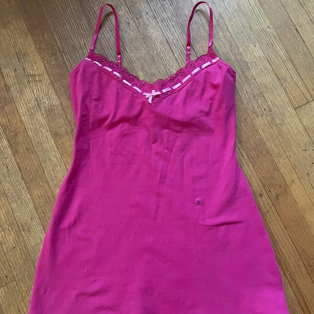 Women's Pink Lace Trim Chemise